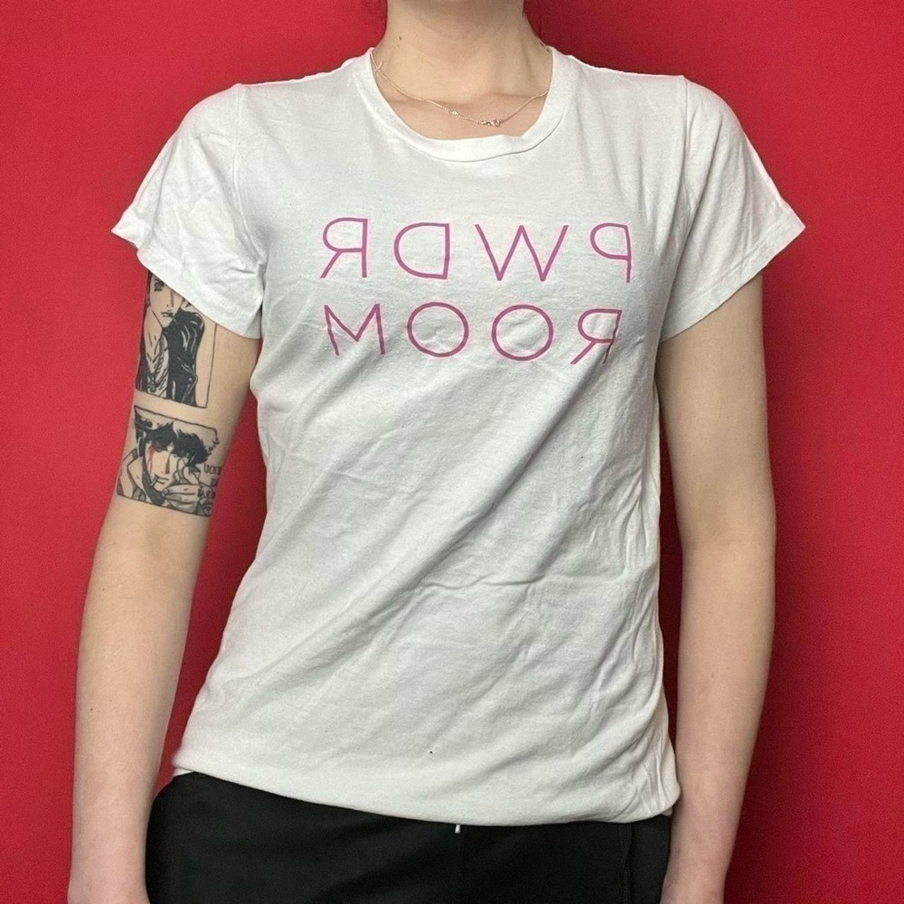 White tee with pink writing 🤍🩷​​​​​​​​​​​​​​​